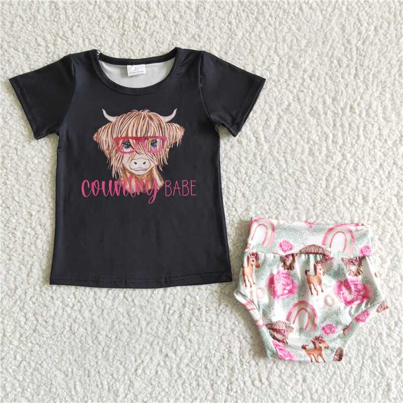 cow kids Girls boys bummies sets