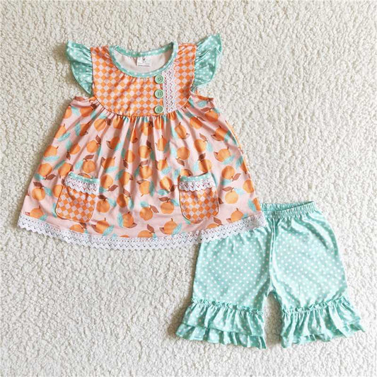 girls fruit summer dress top sets 2 pieces shorts ootfits pocket