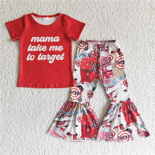 mama take me to taiget shirt bell pants girls sets kids clothes