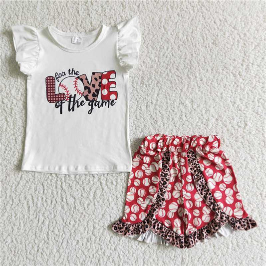 girls summer baseball shirt sets 2 pieces shorts outfits