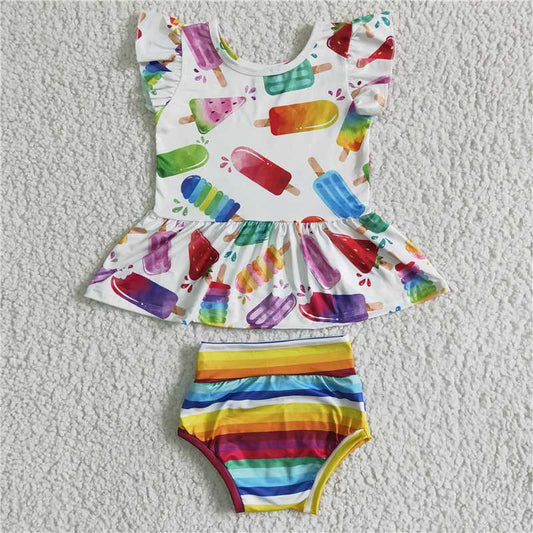 colored popsicles kids Girls bummies sets