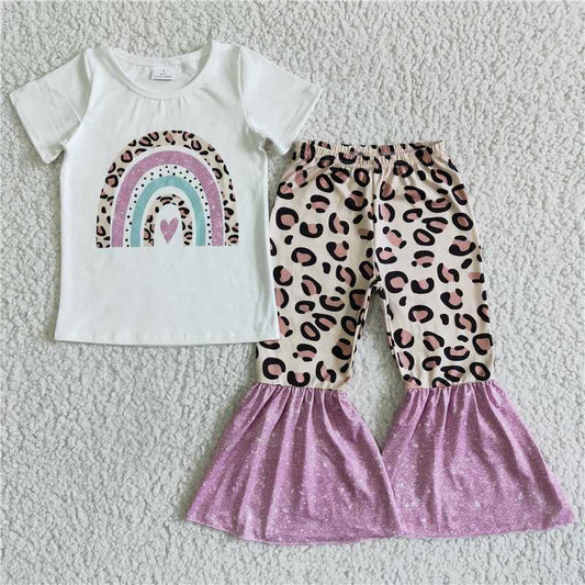 rainbow love shirt bell pants girls sets kids clothes