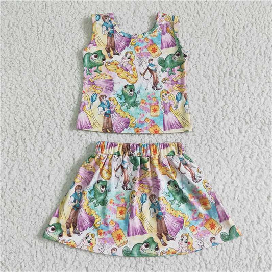 Long Hair Princess shirt & skirt girl sets dress suits