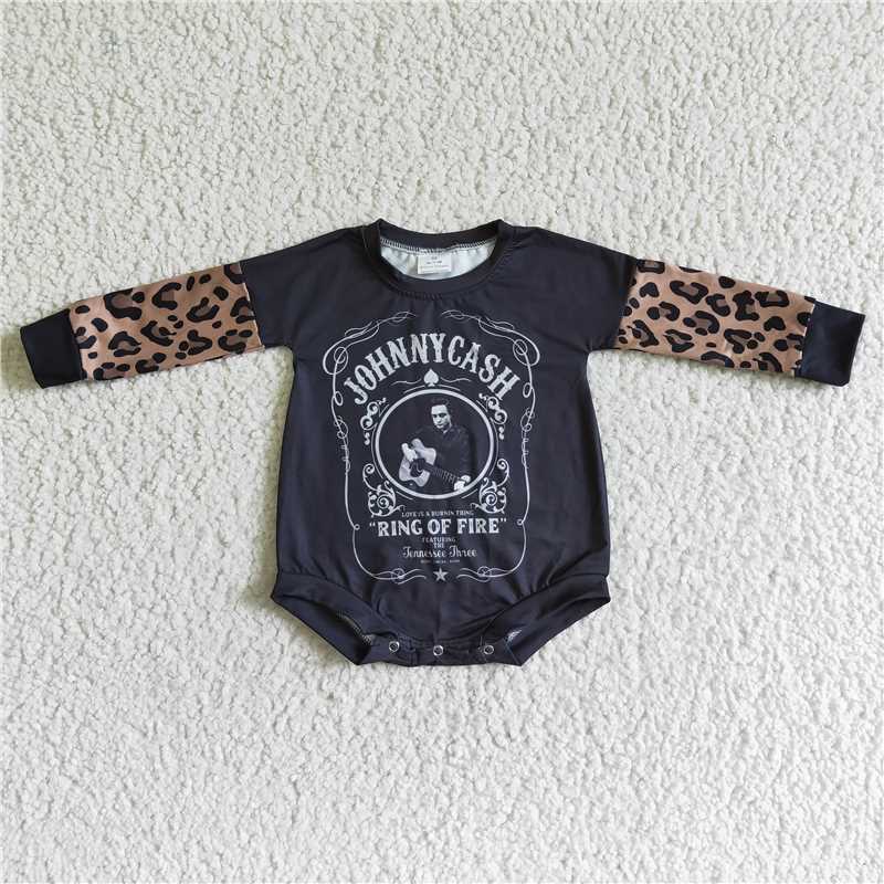 johnny cash bubble long sleeve baby romper