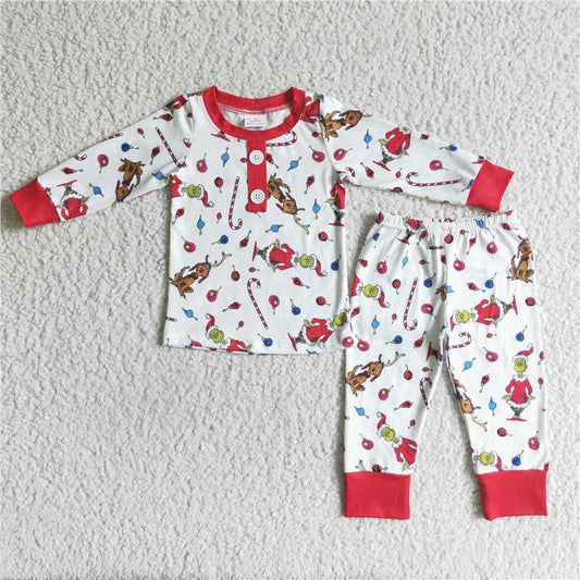 Christmas pajamas suit boys grinch outfits fall winter sets