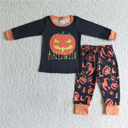 pumpkin halloween pajamas boy fall winter sets long sleeve pants outfits