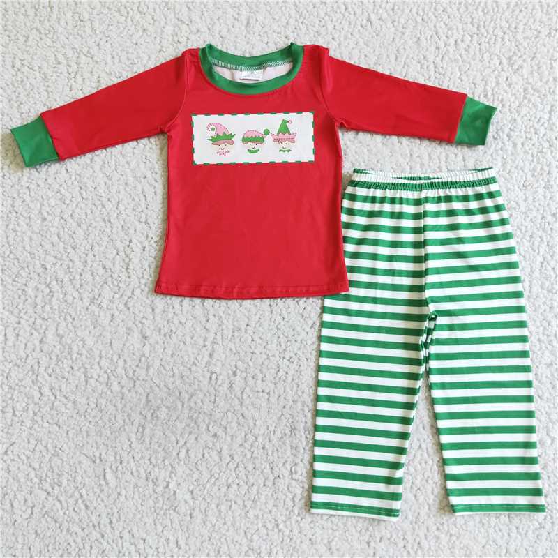 Christmas pajamas suit boys long sleeve pants 2 pieces outfits winter sets