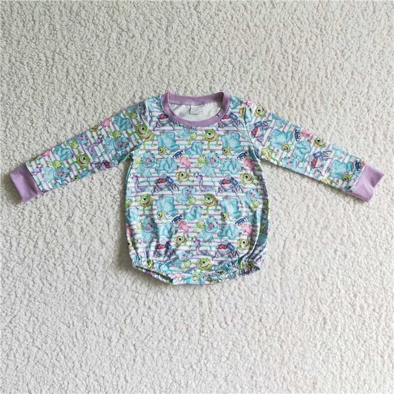 monster bubble long sleeve baby romper