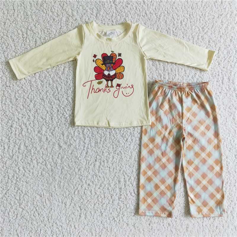 turkey thanksgiving pajamas suit boy fall winter sets long sleeve pants outfits