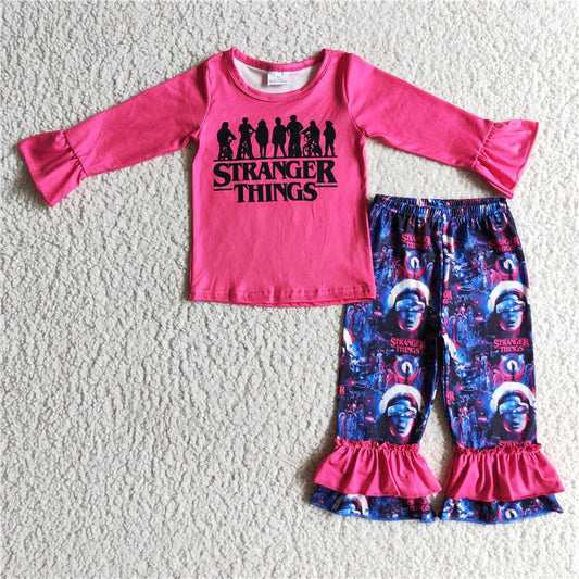 Stranger Things shirt and pants 2 pieces girls outfits kids clothes