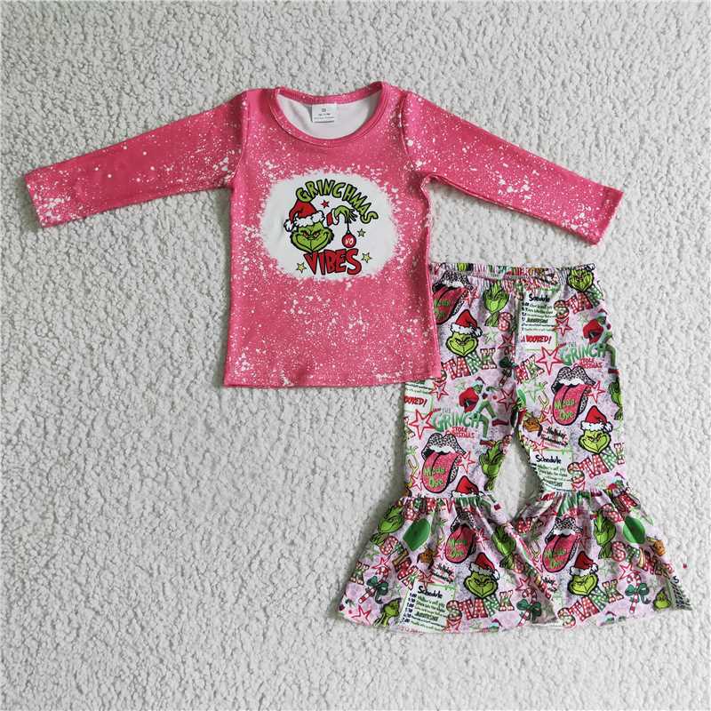 Christmas girls outfits 2 pieces fall winter sets grinch kids clothes