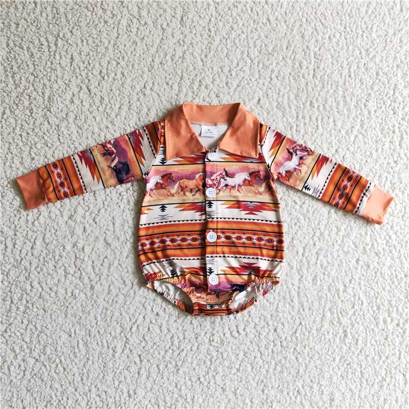 western bubble long sleeve baby romper