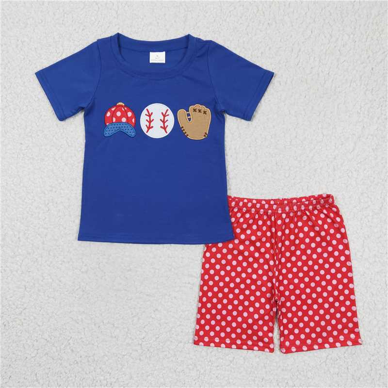 embroidered baseball boys summer sets