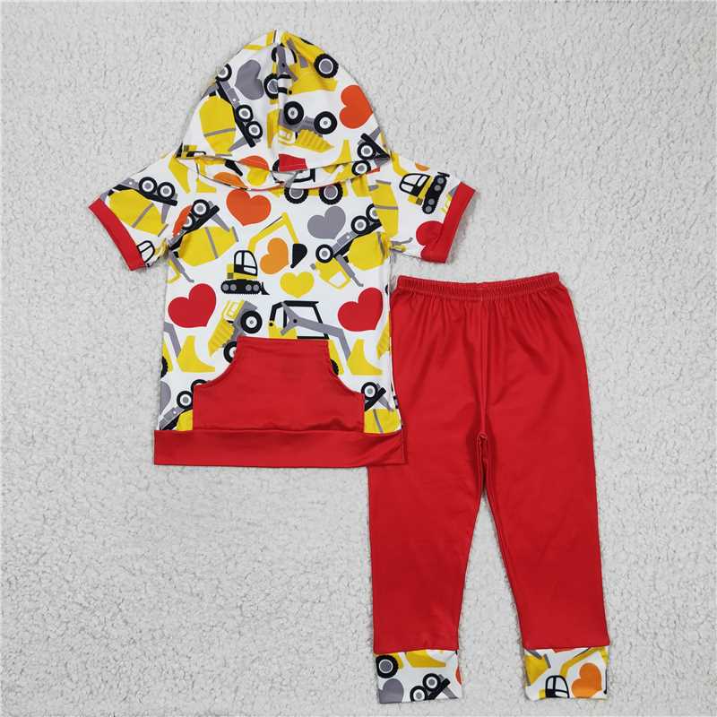 love truck sets Valentine's Day hoodie boy suit