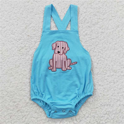 siblings embroidery dogs kids outfits match baby rompers