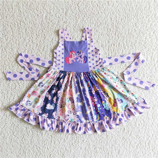 cartoon rainbow horse dress unicorn girl skirt