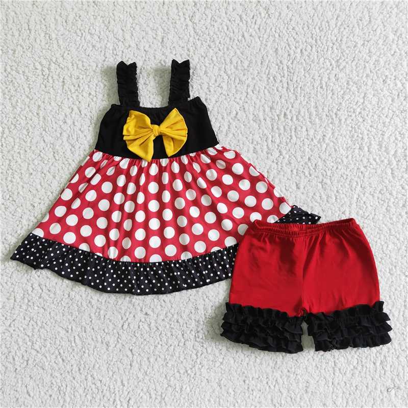 girls set summer top shorts sets cartoon mouse kids clothes