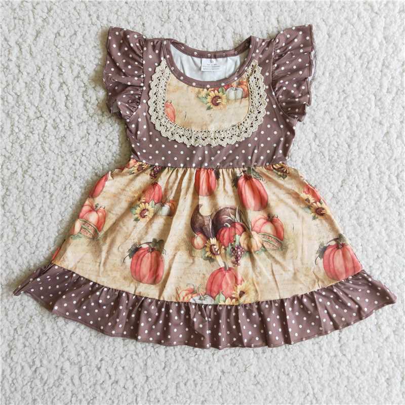 girls summer dress short sleeve pumpkin skirt