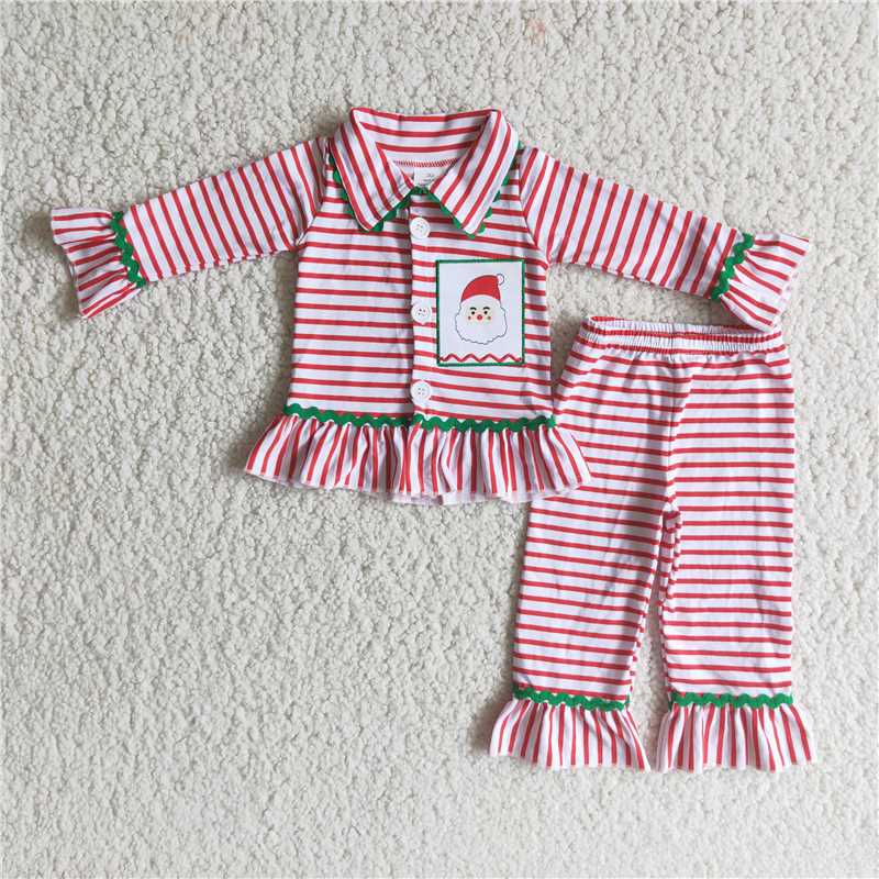 Christmas pajamas suit boys match girls outfits winter sets embroidery santa