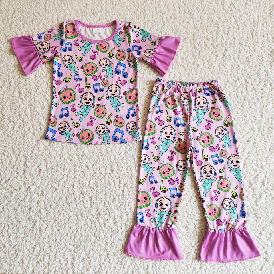 carton fall boys match girl pajamas outfits kids clothes