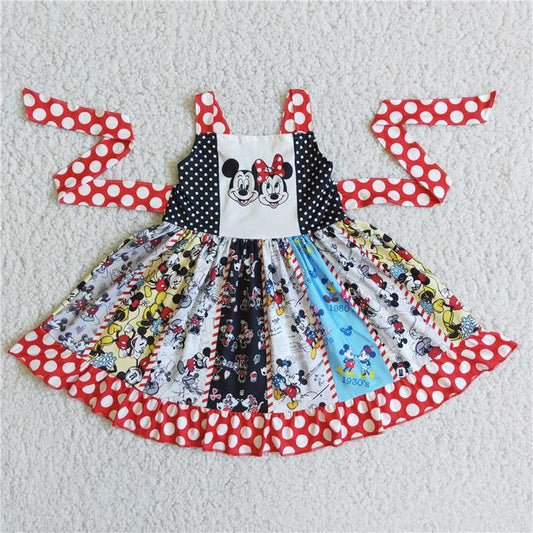 cartoon mouse dress girl skirt with ties