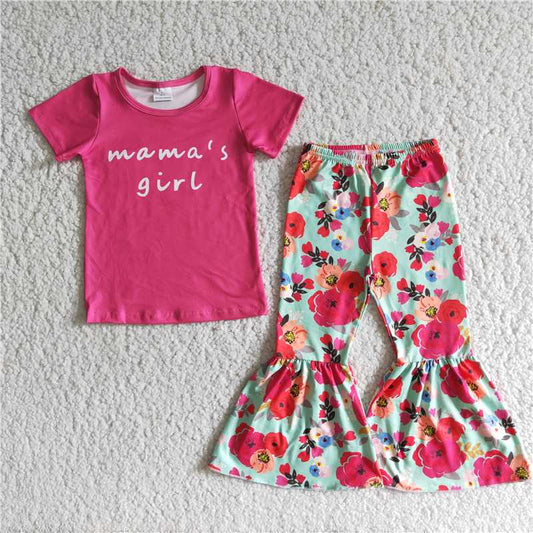 mama's girl shirt flower bell pants girls sets kids clothes