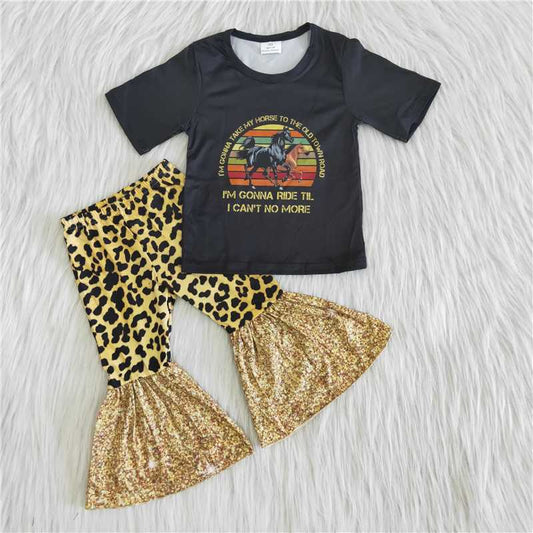 horse shirt bell pants girls sets kids clothes