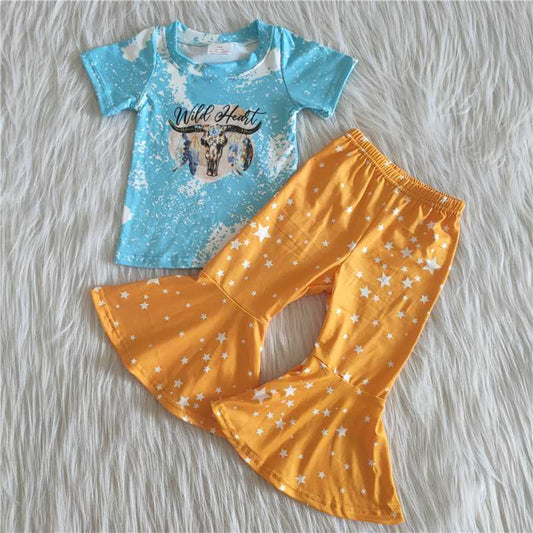 cow shirt bell pants girls sets kids clothes