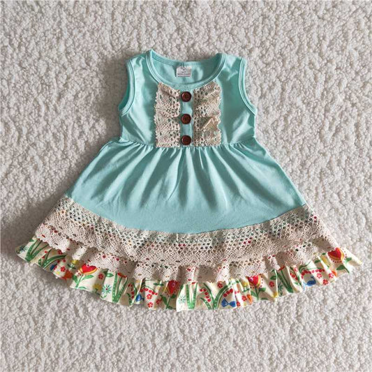 lace girls dress short sleeve skirt