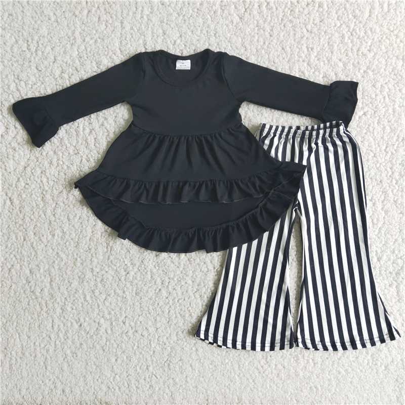 rts no moq cotton top and stripe pants 2 pieces girls outfit