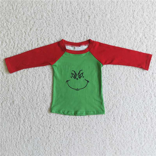 merry christmas boys long sleeve green grinch t-shirt