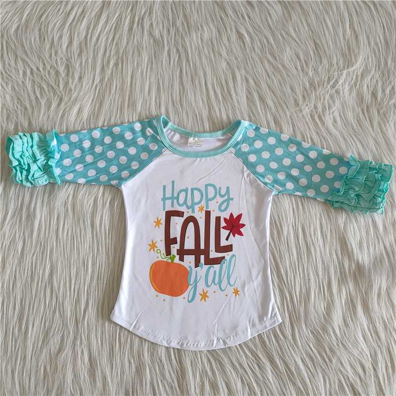 pumpkin girls long sleeve shirt "happy fall yall" tops