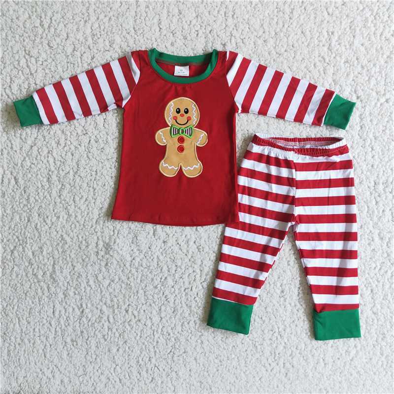 Christmas pajamas suit boys long sleeve pants 2 pieces outfits winter sets gingerbread