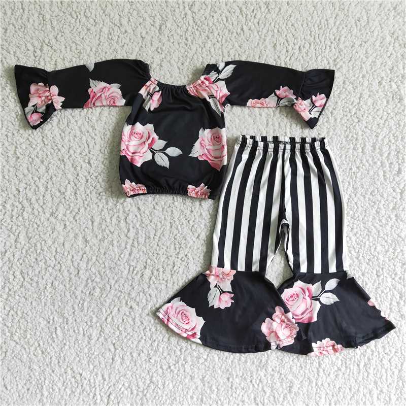 flower top bell 2 pieces girls outfits kids clothing