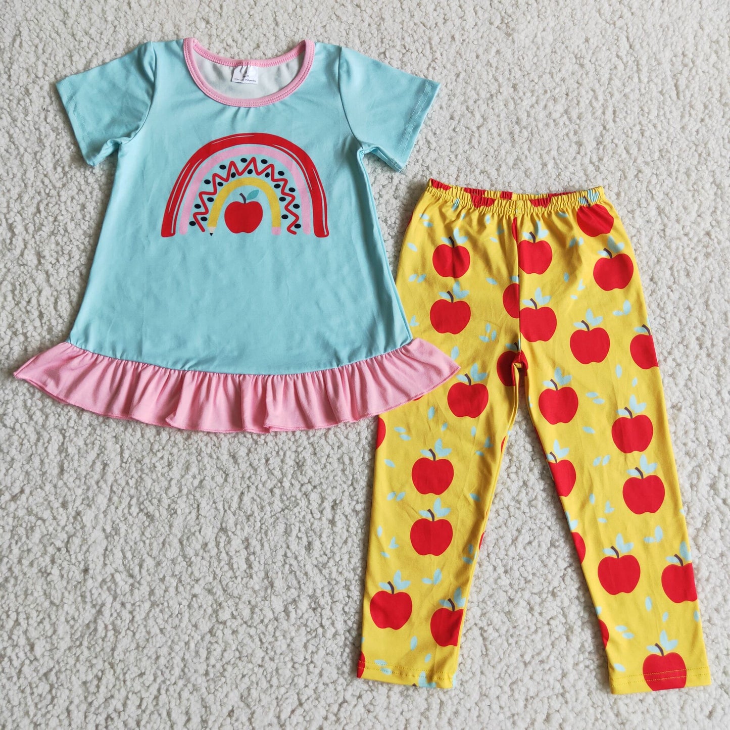 back to school girl set apple kids clothes