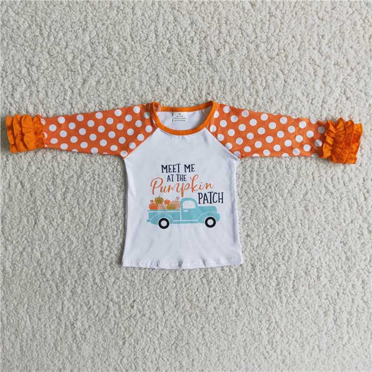 pumpkin girls long sleeve shirt "meet me at the pumpkin petch " tops