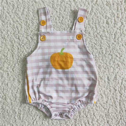 pumpkin boys rompers with hidden buckle pink plaid