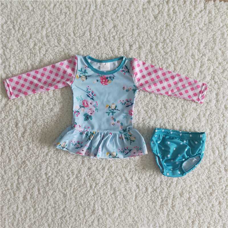 flower girls swimsuit long sleeve bathing suit