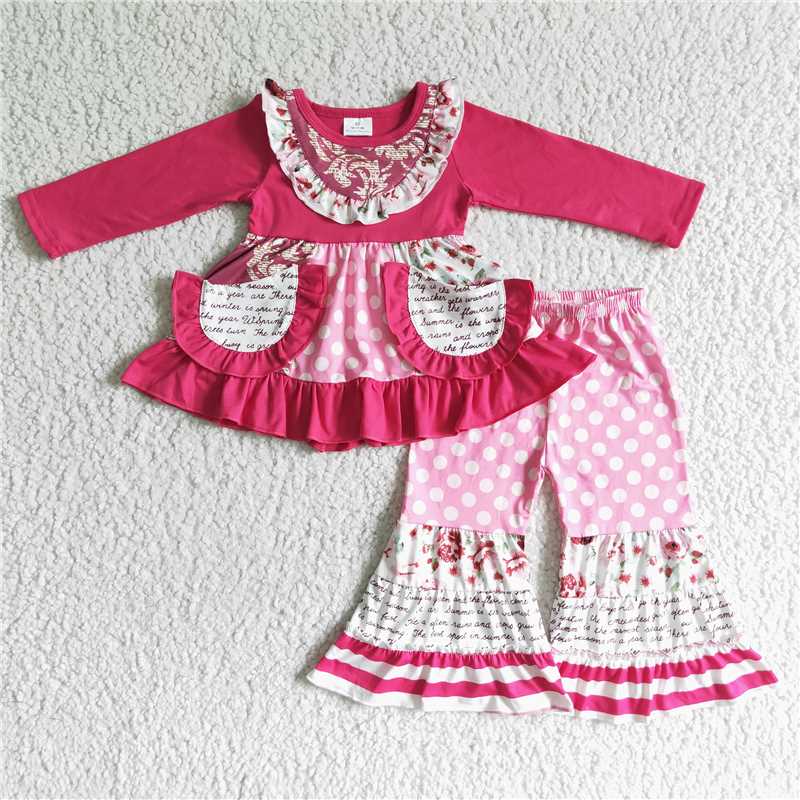 rts no moq pockets top and bell 2 pieces girls outfit