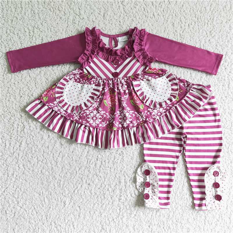 rts no moq pockets flower top and bell 2 pieces girls outfit