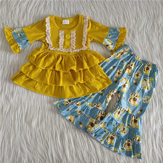 rts no moq cotton top and bell 2 pieces girls outfit