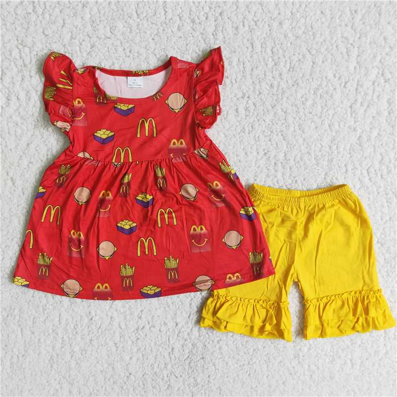 girls summer sets McDonald's top & shorts suits