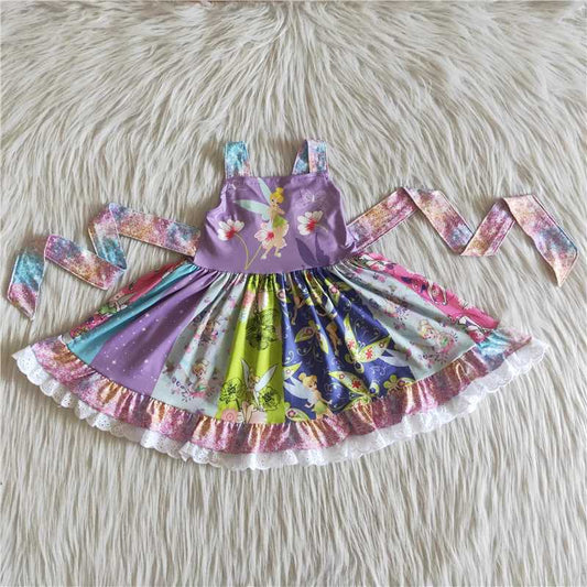 Flower Elf dress girl skirt with ties