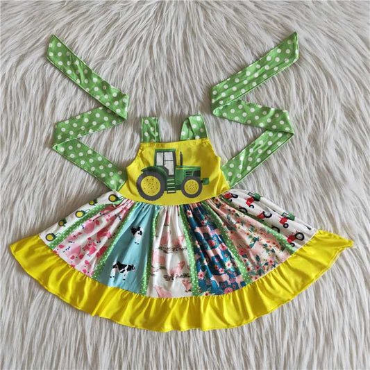 truck tractor dress farm girl skirt with ties