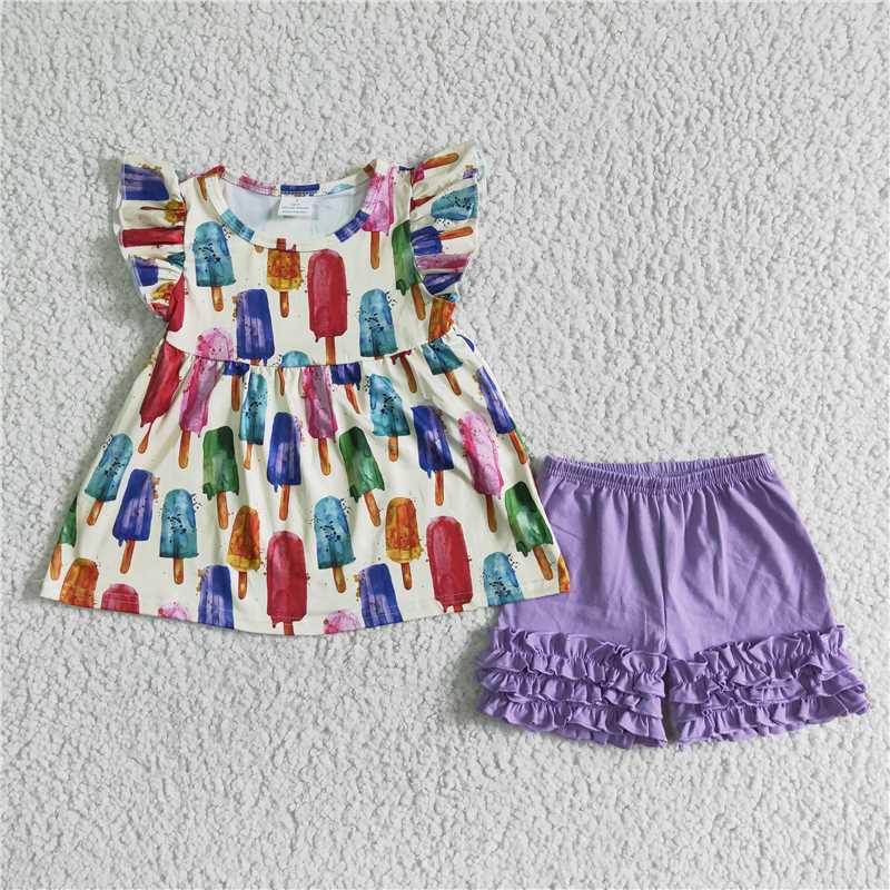 girls set Popsicle top & shorts summer suit