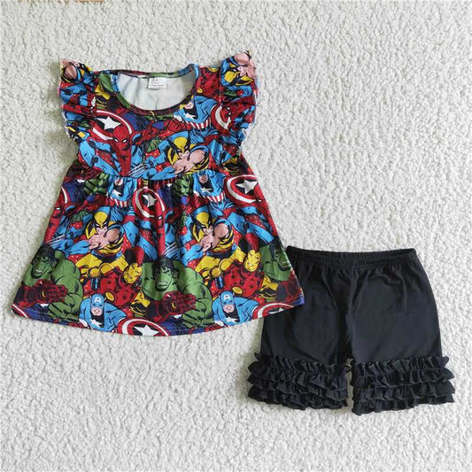 girls summer sets The Avengers top & shorts suits