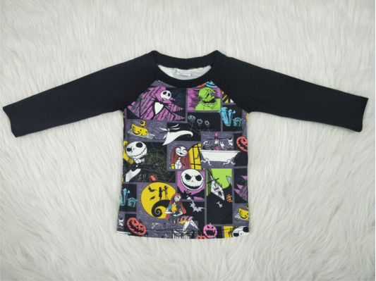 halloween boys long sleeve shirt black tops