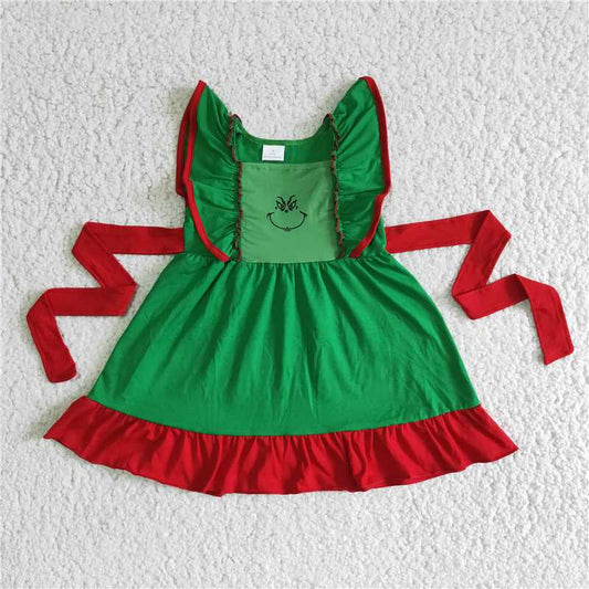 Christmas girls dress green grinch skirt