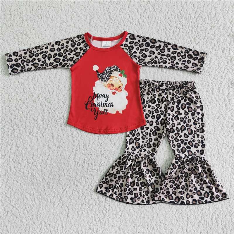 Christmas Santa Claus girls outfits 2 pieces winter sets