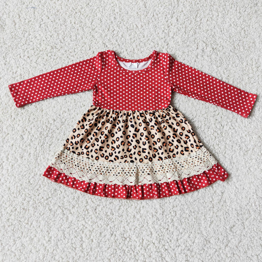 LACE Fall winter dress yarn leopard girls skirt kids clothes